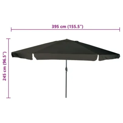 Umbrelă de Grădină Rotundă Neagră ø395 cm | vidaXL