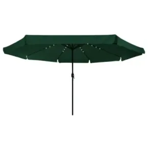 Umbrelă Grădină cu LED, Verde, Ø395 cm - vidaXL