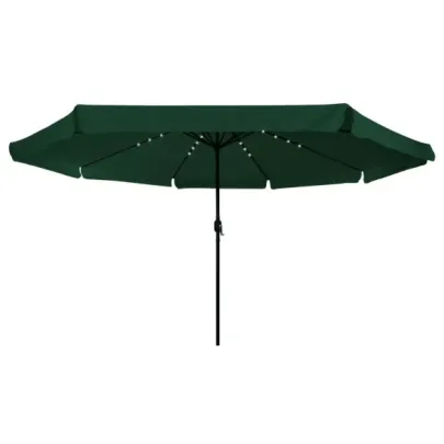 Umbrelă Grădină cu LED, Verde, Ø395 cm - vidaXL