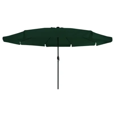 Umbrelă Grădină cu LED, Verde, Ø395 cm - vidaXL