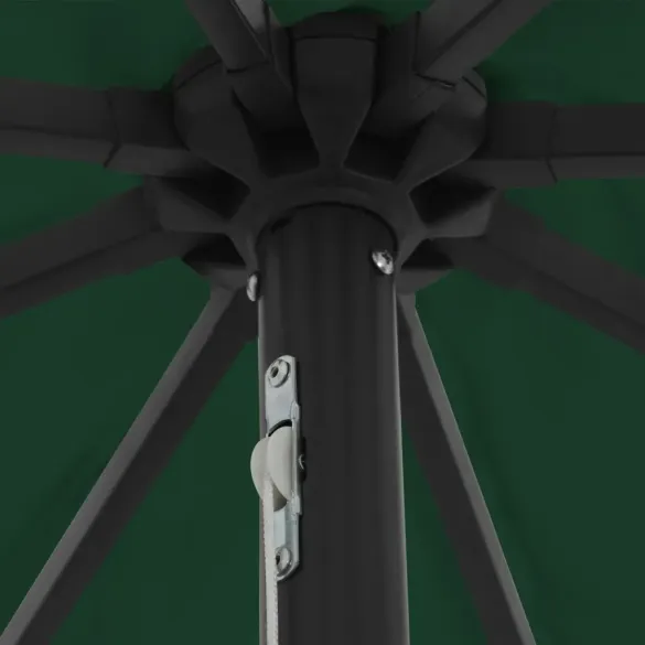 Umbrelă Grădină cu LED, Verde, Ø395 cm - vidaXL