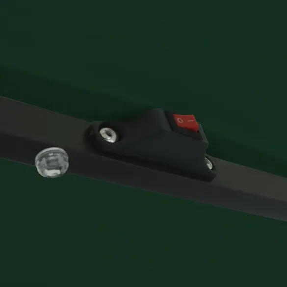 Umbrelă Grădină cu LED, Verde, Ø395 cm - vidaXL