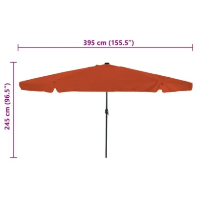 Umbrelă de grădină cu LED, portocalie | 395 cm | vidaXL