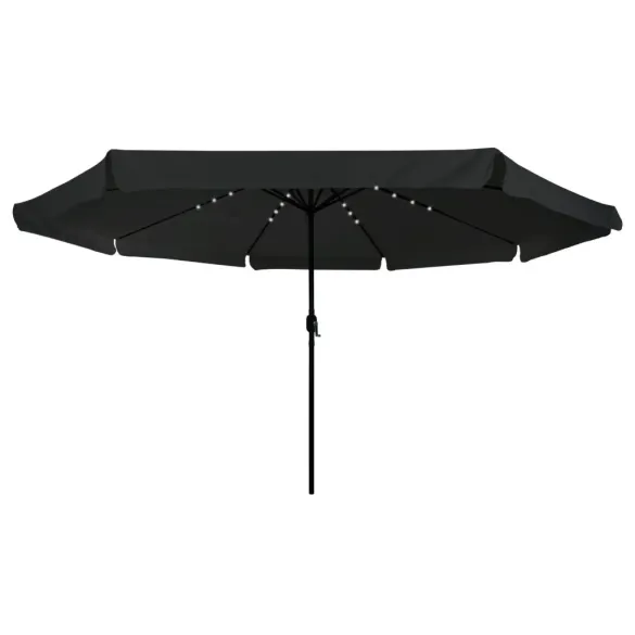 Parasol rotund cu lumini LED pentru grădină - Negru