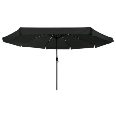 Parasol rotund cu lumini LED pentru grădină - Negru