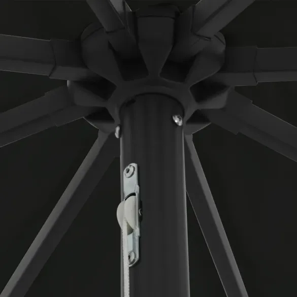 Parasol rotund cu lumini LED pentru grădină - Negru