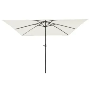 Umbrelă Pătrată Grădină 295x245 cm - Alb Nisipos | vidaXL