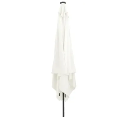 Umbrelă Pătrată cu Lumini LED pentru Exterior, Bej