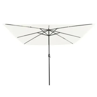 Umbrelă Pătrată cu Lumini LED pentru Exterior, Bej