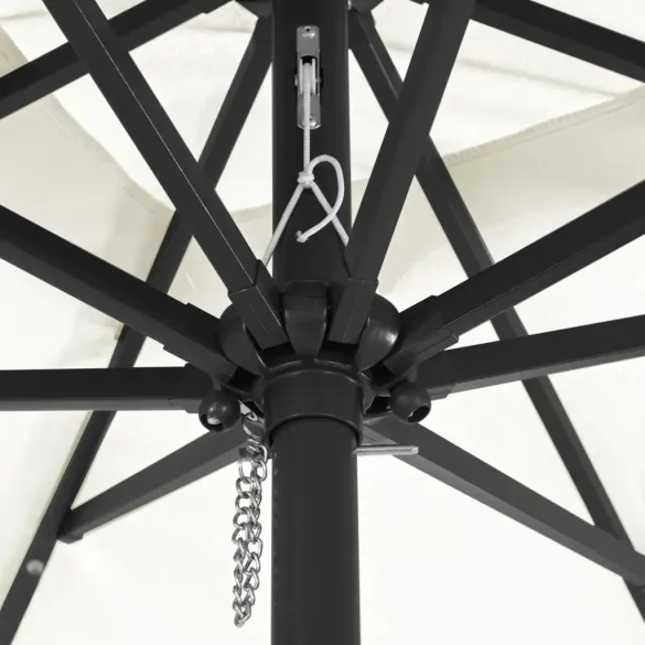 Umbrelă Pătrată cu Lumini LED pentru Exterior, Bej