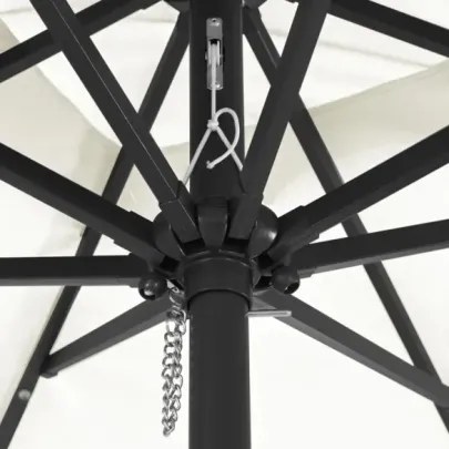 Umbrelă Pătrată cu Lumini LED pentru Exterior, Bej