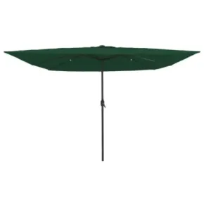 Parasol Pătrat cu LED 295x245 cm Verde | vidaXL 2