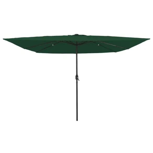 Parasol Pătrat cu LED 295x245 cm Verde | vidaXL