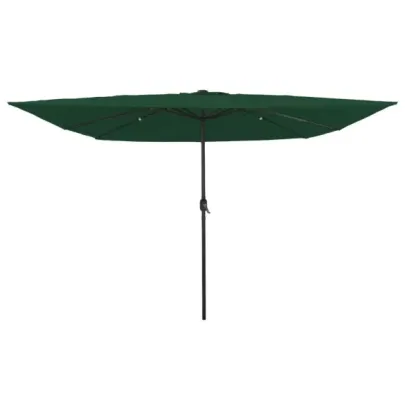 Parasol Pătrat cu LED 295x245 cm Verde | vidaXL