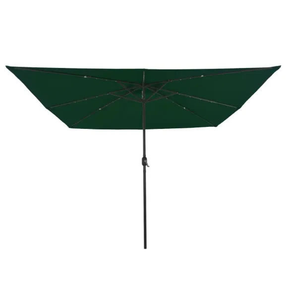 Parasol Pătrat cu LED 295x245 cm Verde | vidaXL