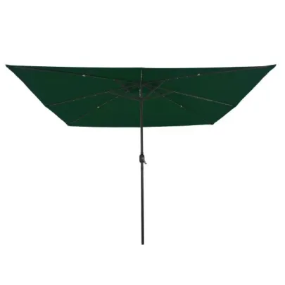 Parasol Pătrat cu LED 295x245 cm Verde | vidaXL