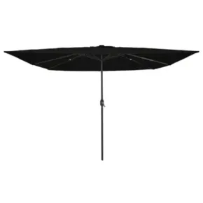 Umbrelă Pătrată cu LED pentru Exterior - Negru | vidaXL 2