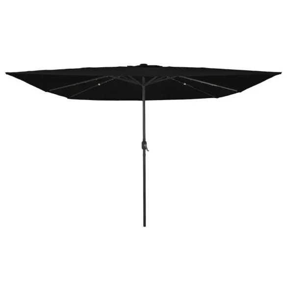 Umbrelă Pătrată cu LED pentru Exterior - Negru | vidaXL