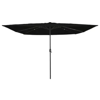 Umbrelă Pătrată cu LED pentru Exterior - Negru | vidaXL