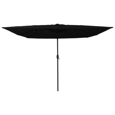 Umbrelă Pătrată cu LED pentru Exterior - Negru | vidaXL