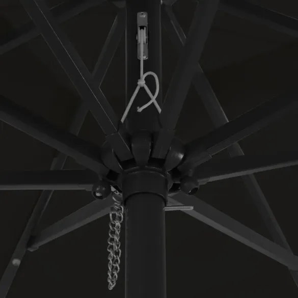 Umbrelă Pătrată cu LED pentru Exterior - Negru | vidaXL