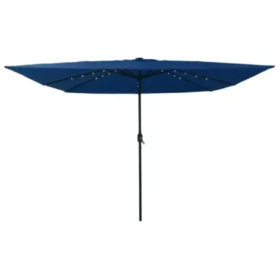 Umbrelă Grădină Pătrată cu LED 295x245 cm - Albastru Azure