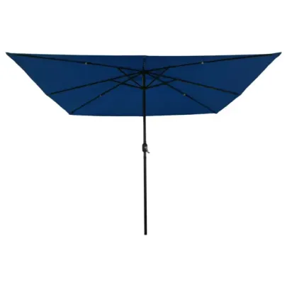 Umbrelă Grădină Pătrată cu LED 295x245 cm - Albastru Azure