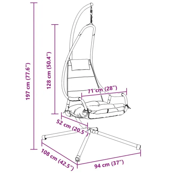 Scaun Suspendat Exterior cu Stativ și Pernă Bej | vidaXL