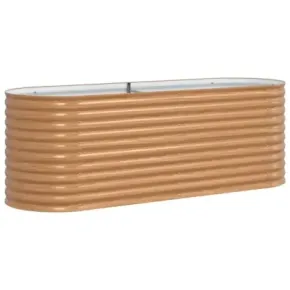 Pat Ridicat Grădină Metal Aspect Lemn 240x80 cm | vidaXL 2