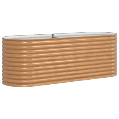 Pat Ridicat Grădină Metal Aspect Lemn 240x80 cm | vidaXL