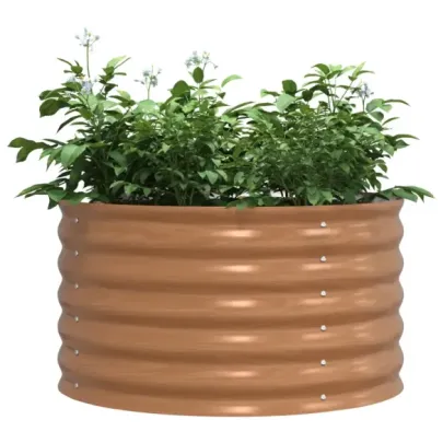 Teren Ridicat Grădină Aspect Lemn 80x80x44 cm | Oțel Rezistent