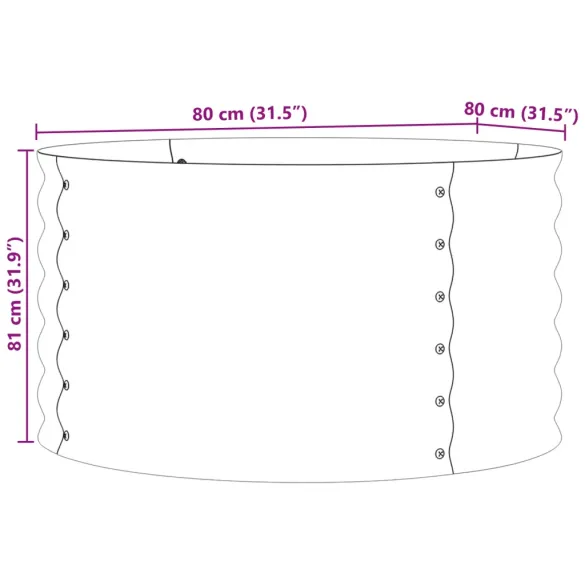 Teren Ridicat Grădină Aspect Lemn 80x80x44 cm | Oțel Rezistent