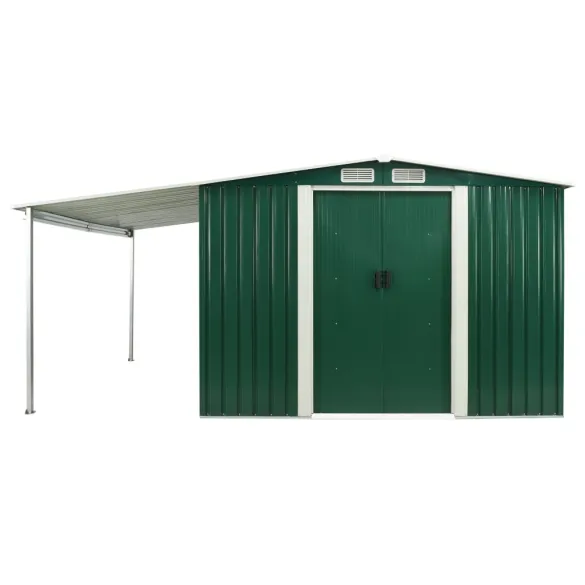 Șopron Grădină Metalic cu Uși Glisante - Depozitare Verde