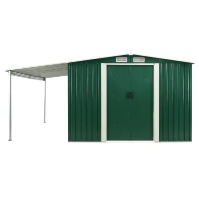 Șopron Grădină Metalic cu Uși Glisante - Depozitare Verde