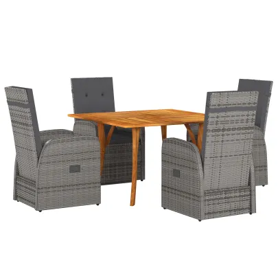 Set Grădină 5 Piese Ratan Sintetic cu Perne Gri | vidaXL