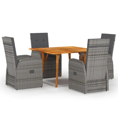 Set Grădină 5 Piese Ratan Sintetic cu Perne Gri | vidaXL