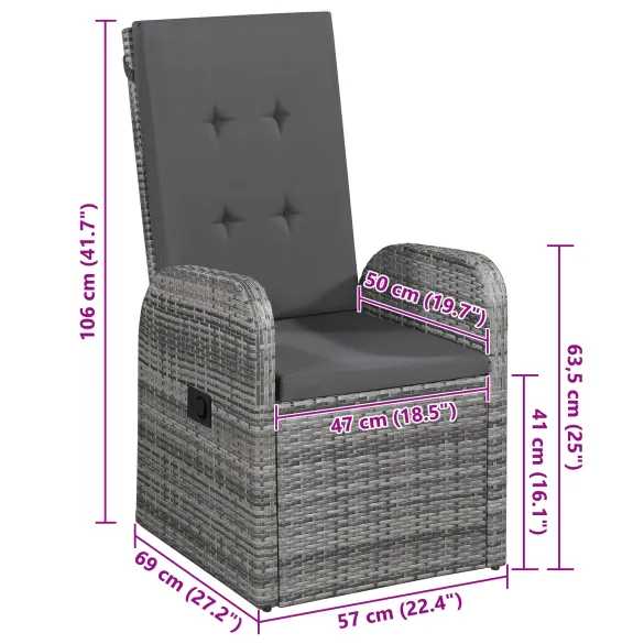 Set Grădină 5 Piese Ratan Sintetic cu Perne Gri | vidaXL