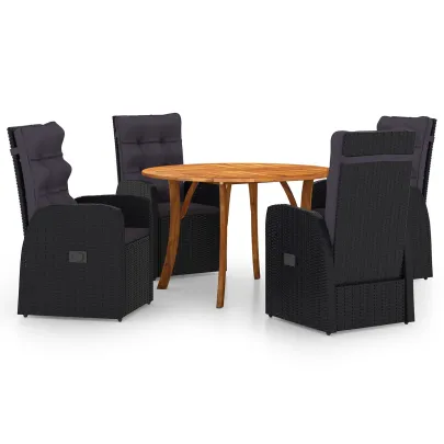 Set Masă Grădină Ratan Negru - Livrare Gratuită