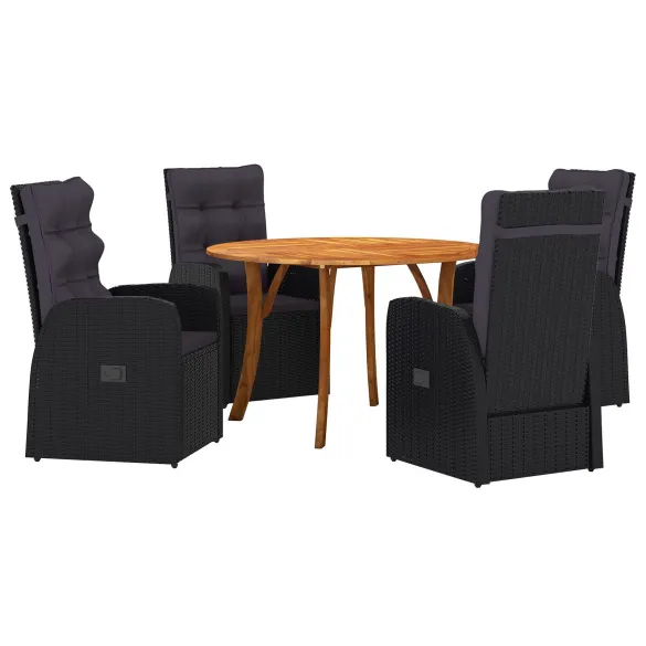 Set Masă Grădină Ratan Negru - Livrare Gratuită