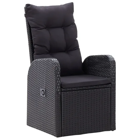 Set Mese Grădină 5 Piese Ratan Polimer Negru Acacia