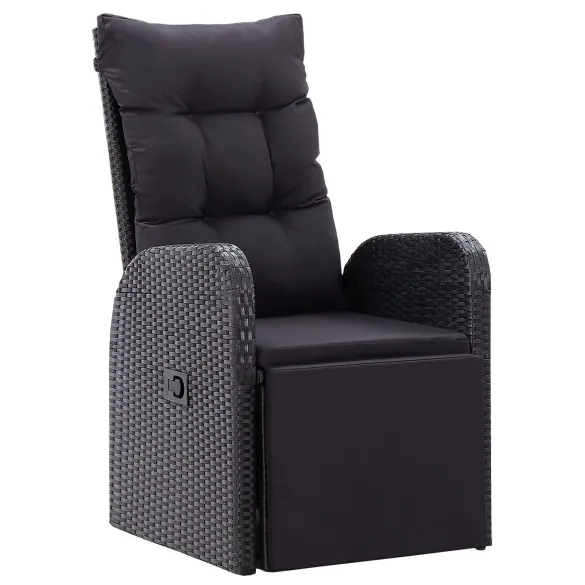 Set Mese Grădină 5 Piese Ratan Polimer Negru Acacia