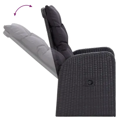 Set Dining Exterior 7 Piese cu Perne Negre - Ratan Poliester