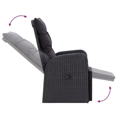 Set Masă Grădină 7 Piese Poliratan Negru - Livrare Gratuită