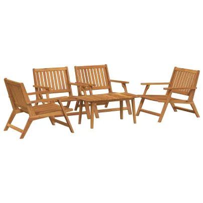 Set Masă și Scaune Grădină 5 Piese - Lemn Acacia Solid