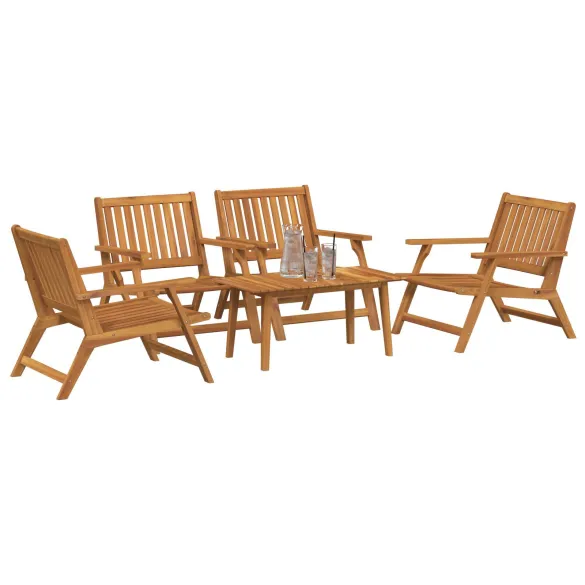Set Masă și Scaune Grădină 5 Piese - Lemn Acacia Solid