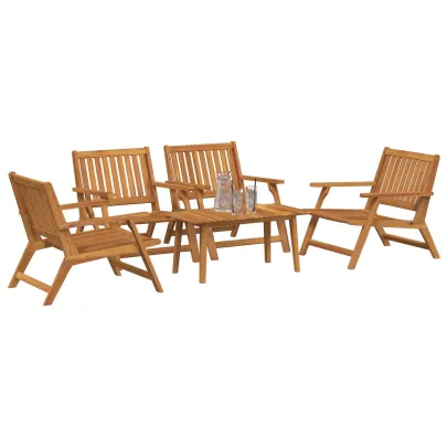 Set Masă și Scaune Grădină 5 Piese - Lemn Acacia Solid