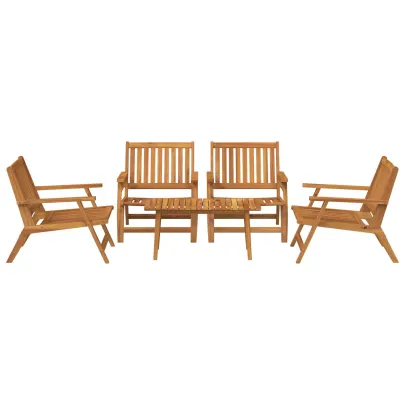 Set Masă și Scaune Grădină 5 Piese - Lemn Acacia Solid