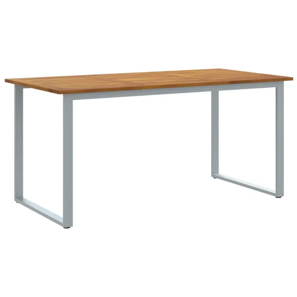 Set Dining Grădină 5 Piese Gri - Oțel și Lemn de Acacia