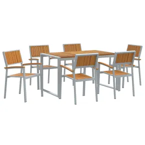 Set Dining Grădină 7 Piese Lemn Acacia și Metal | Livrare Gratuită 2