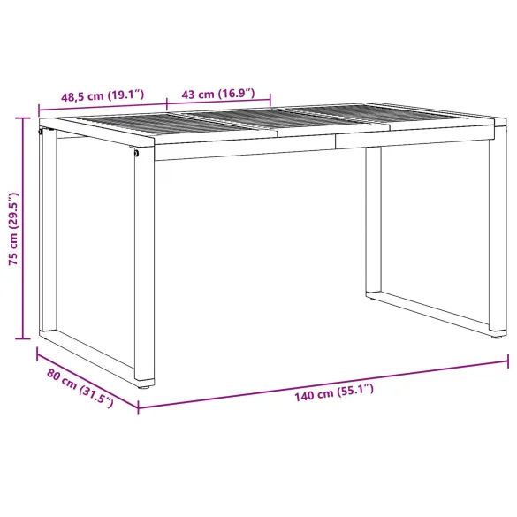 Set Dining Grădină 7 Piese Lemn Acacia și Metal | Livrare Gratuită